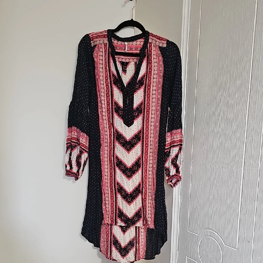 Free People Lightweight Bandana Dress Red/Navy XS